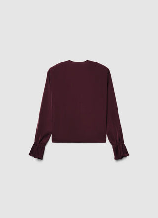 Blusa con volant similsatin