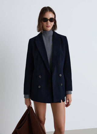 Double-breasted corduroy jacket