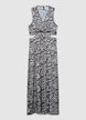 Langes Kleid mit Cut-out und Animal-Print - S