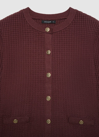 Cardigan en nid d'abeille avec boutons bijoux