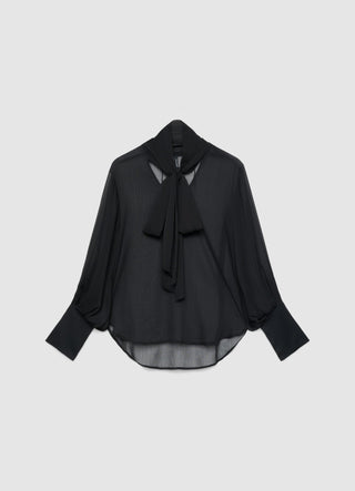 Blouse with sash belt