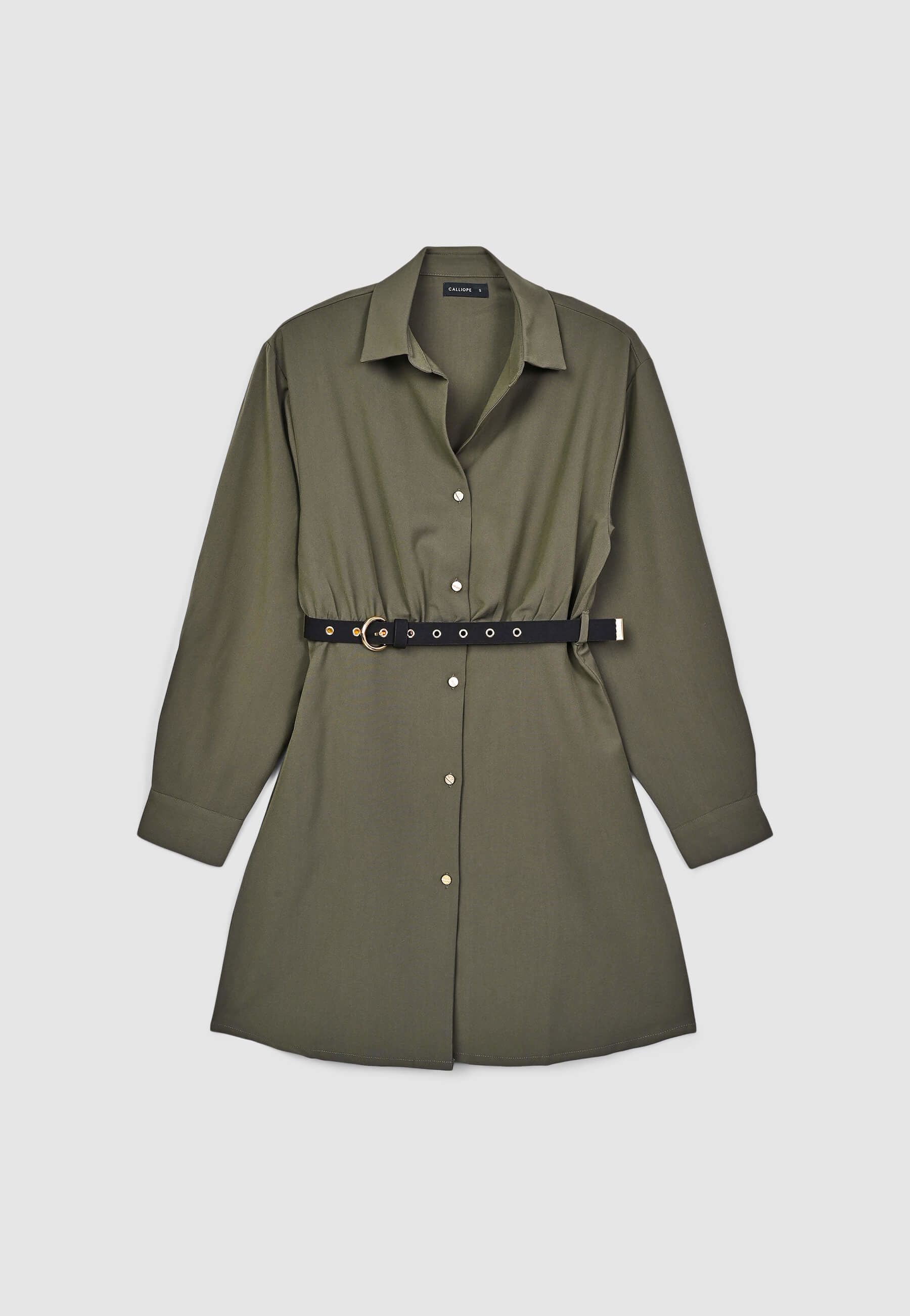 Short chemise dress with belt – Calliope