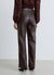 Pantaloni straight effetto pelle con nervature