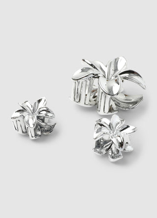 Pack of 3 flower hair clips with a laminated effect