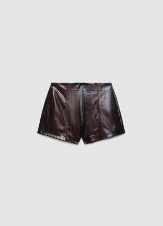 Shorts in Lederoptik mit Schlangenprint