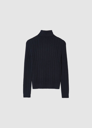 Rollkragenpullover mit Zopfmuster