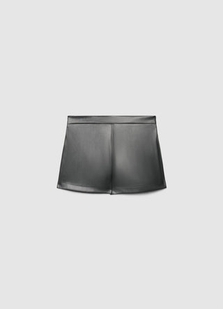 Gonna-pantalone similpelle con pieghe e cintura