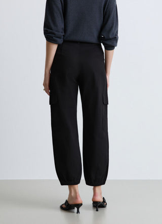 Straight cargo trousers with elasticated hem