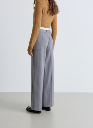 Pinstriped palazzo trousers with a boxer waist