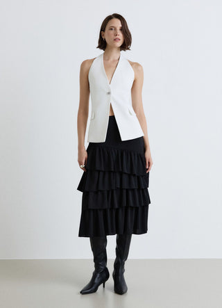 Plain-coloured flared skirt