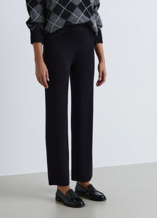 Straight-leg knit trousers