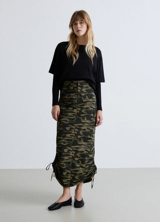 Gonna cargo lunga con stampa camouflage