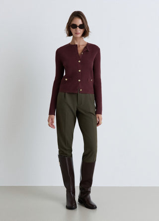 Cardigan en nid d'abeille avec boutons bijoux