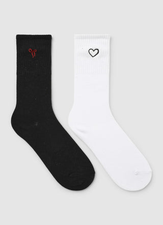 Pack of 2 ribbed socks with embroidery