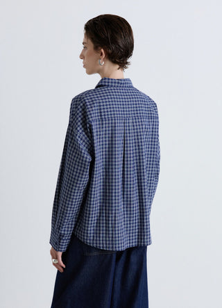 Camicia a quadri con taschino e colletto classico