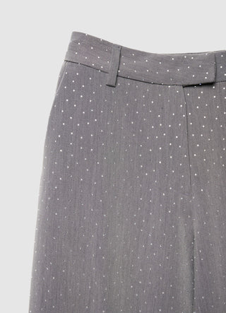 Pantalon palazzo avec strass all over