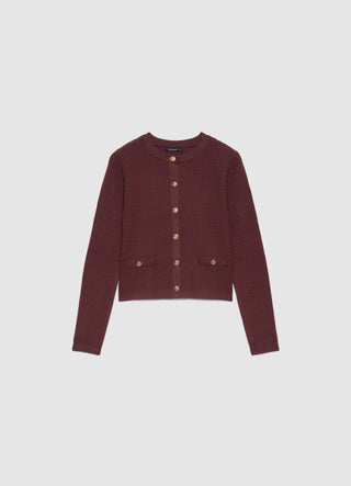 Cardigan en nid d'abeille avec boutons bijoux