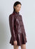 Double-breasted leather-effect jacket with puff sleeves