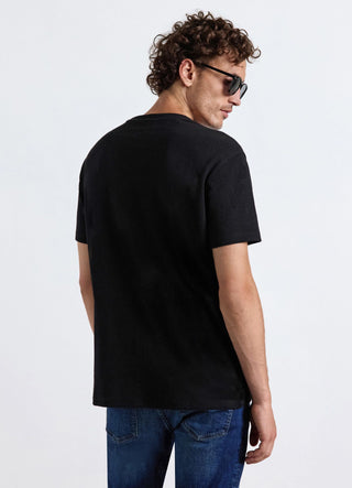 T-shirt uni avec col rond texturé