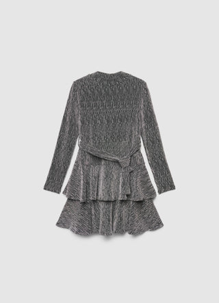Robe à volants avec ceinture effet scintillant