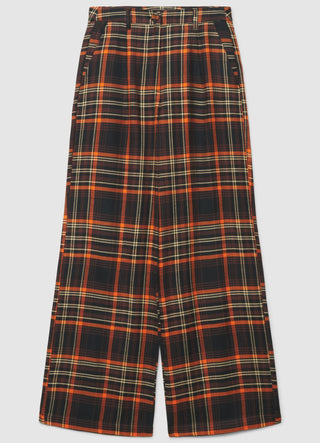 Straight check trousers