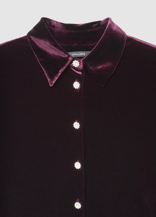 Camicia in ciniglia con bottoni gioiello