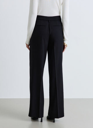 Pantaloni straight a gamba ampia con cintura
