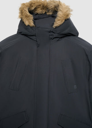 Veste matelassée avec capuche et bordure en fausse fourrure