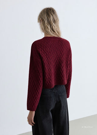 Cardigan crop in maglia con fiocchi