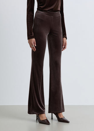 Leggings lunghi a zampa in ciniglia