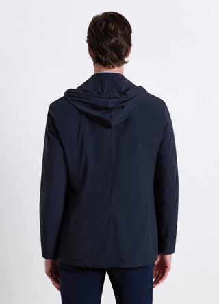Hooded jacket with button closure