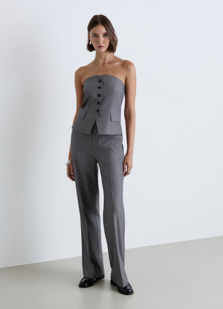 Pinstriped tailored bandeau vest with buttons