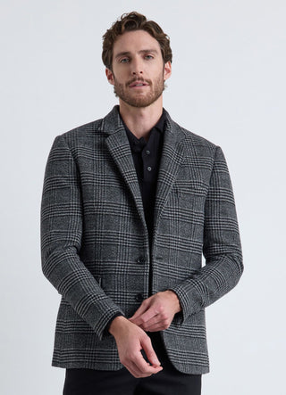 Veste croisée à carreaux en mélange de laine