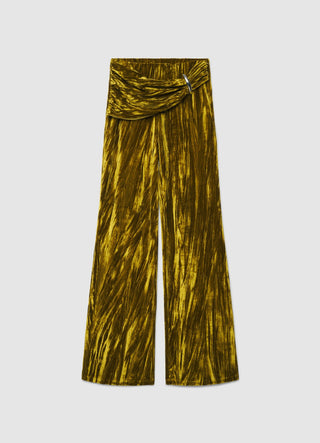 Pantalon palazzo plissé avec boucle