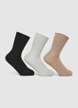 3er-Pack glänzende Socken