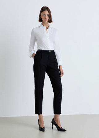 Long-sleeve solid colour knit shirt