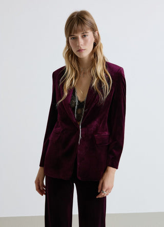 Single-breasted velvet jacket