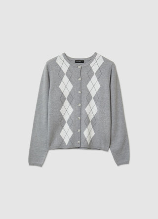 Argyle pattern cardigan with buttons