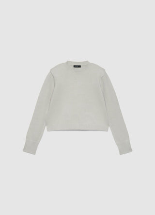 Pull boxy à col rond uni
