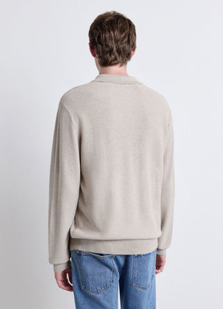 Long-sleeve solid colour polo shirt
