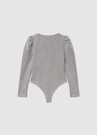 Body effetto luccicante con spalle arricciate