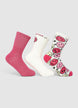 Pack of 3 socks with smiley pattern and shimmering effect - 10-11