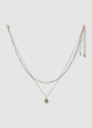 Multilayer necklace with pearls and pendant