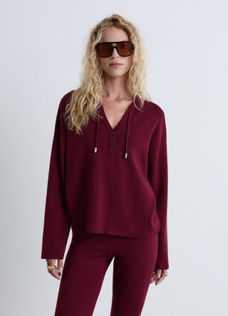 Pullover mit Kapuze und V-Ausschnitt