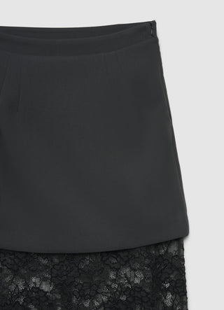 Gonna midi doppiata con pizzo