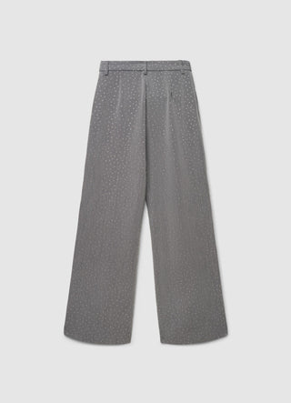 Pantalon palazzo avec strass all over
