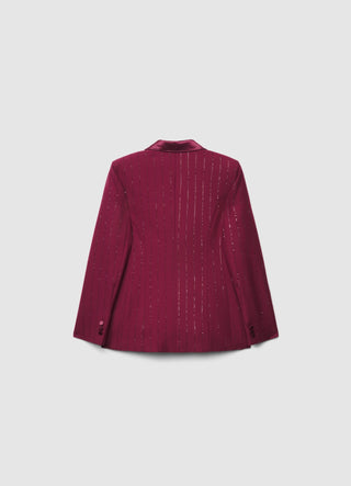 Giacca blazer monopetto gessata con paillettes