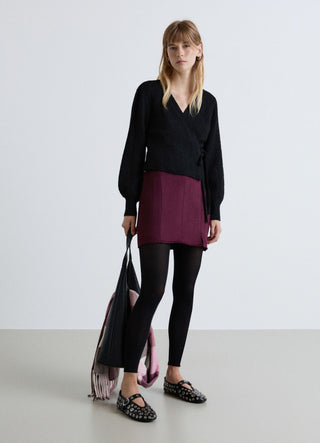 Suede-effect miniskirt with side zip