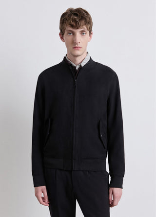 Bomber in simil camoscio con zip