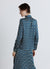 Camicia con cravattino e stampa geometrica in simil satin